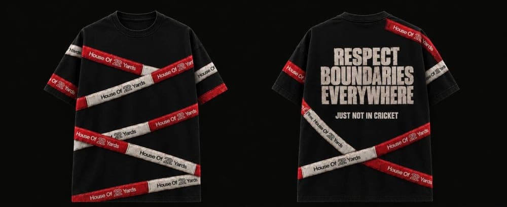 House of 22 Yards 'Respect Boundaries Everywhere' tee, front and back